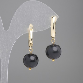 Shungite Earrings Smooth Ball, Ø12mm ±, Length 35mm ±