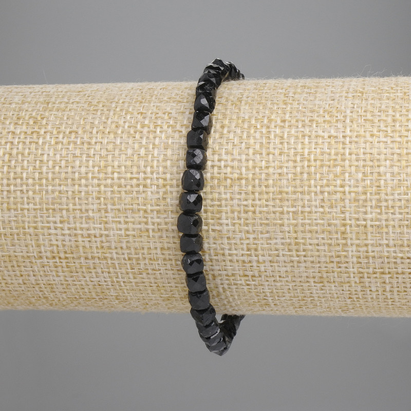 Clearance! Faceted Tourmaline Cube Bracelet, 4x4 mm diamonds, 18 cm length elastic