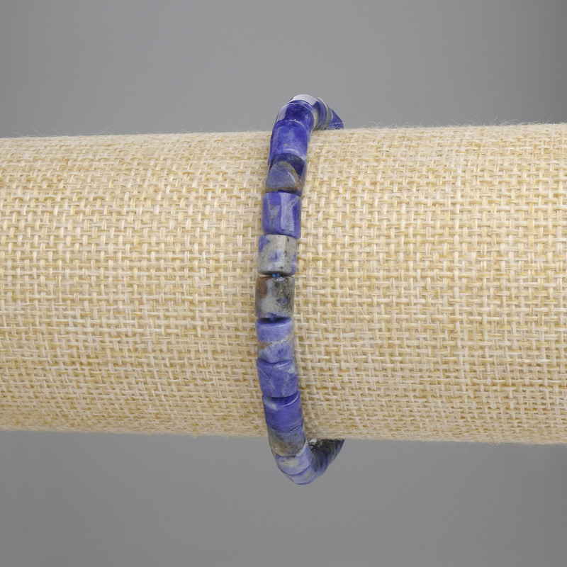 Sodalite Bracelet Cylindrical Beads, 6x6mm diameter ±, length 18cm ± stretch