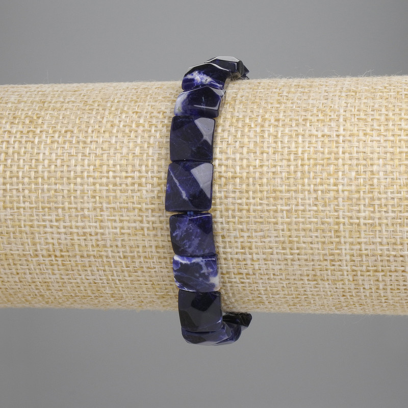 Bracelet Sodalite Faceted Square, 8.5–10×8.5–10 mm, 18 cm long ± stretch
