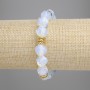 Moonstone (Opalite) Multisided Bracelet, 11x10mm+- diameter, with metal inserts, 18cm+- stretch
