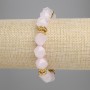 Bracelet Rose Quartz Faceted Beads, 12×11mm approx, with metal inclusions, length 18cm approx, stretch
