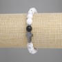 Chalcedony Bead Bracelet smooth ball, diameter 8mm± Hematite cross 14x9mm±, length 18cm± stretch