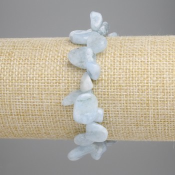 Aquamarine Bead Bracelet with butterfly, diameter 9-17×9-10mm±, length 18cm± stretch