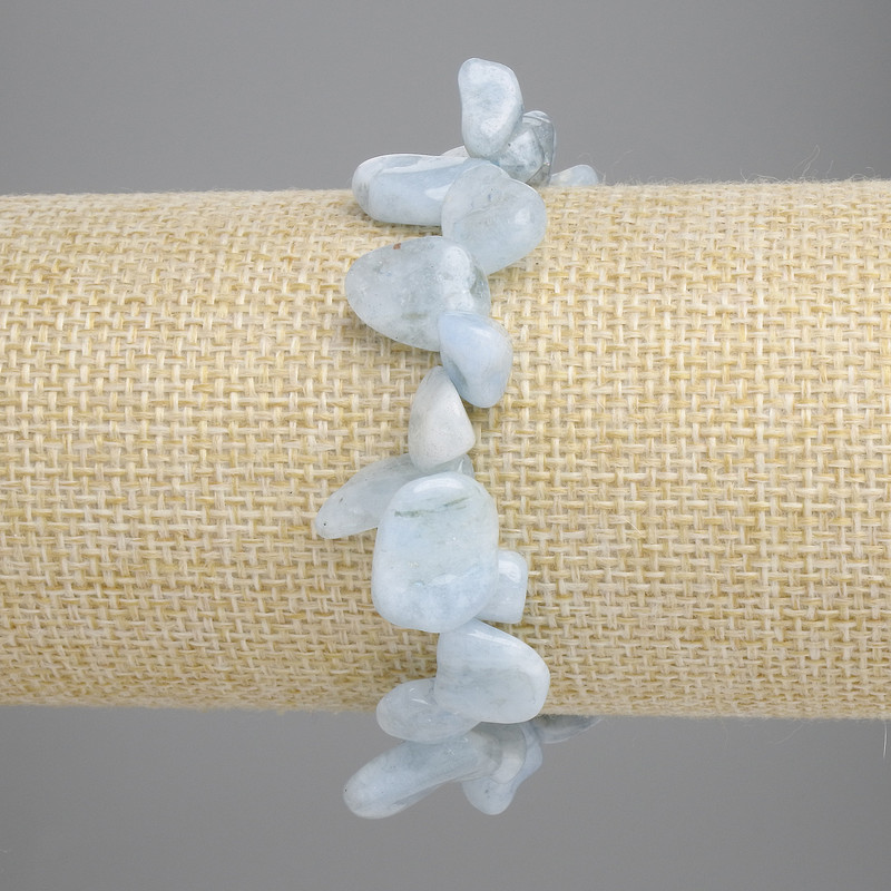 Aquamarine Bead Bracelet with butterfly, diameter 9-17×9-10mm±, length 18cm± stretch