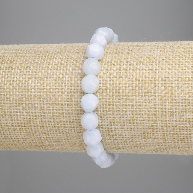 Bracelet Aquamarine Faceted, 6×5mm, +/- diameter, 18cm +/- stretch