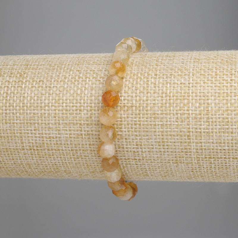 Citrine Bracelet, Faceted Bead, Diameter 6mm+/-, Length 18cm+/- Stretch