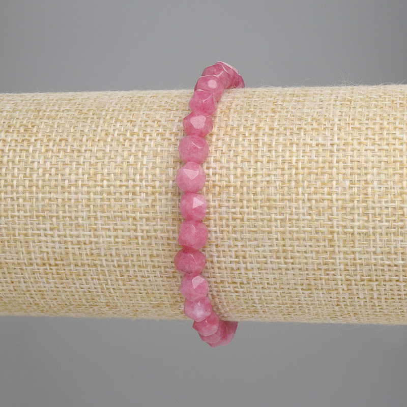 Tourmaline Bracelet, Faceted Polyhedron, Diameter 6x5.5mm+/-, Length 18cm+/- Stretch