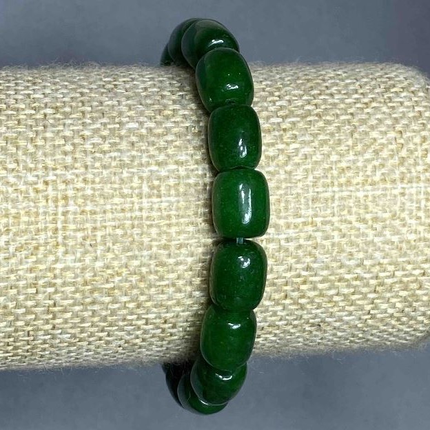 Chrysoprase Barilo Bead Bracelet, 10×8mm, stretchy, 18cm long