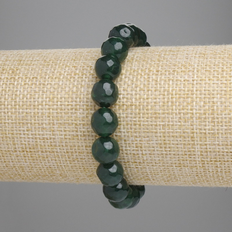 Bracelet Jadeite Faceted Bead, diameter 9.5mm±, length 18cm±, stretch