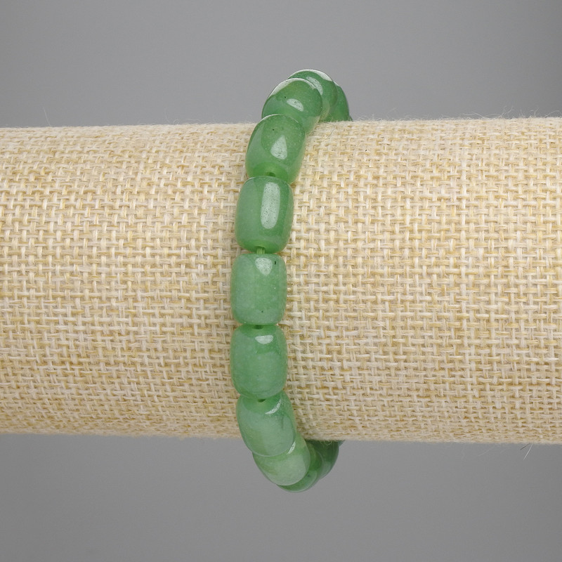 Bracelet Nephrite Barrels 10x8mm +-, length 18cm +/-, stretch