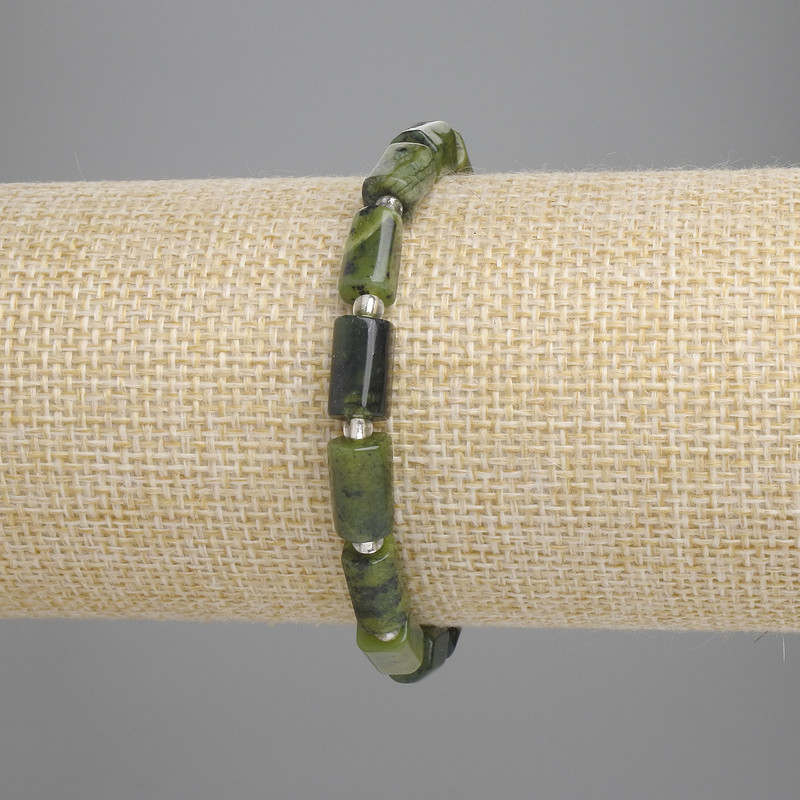 Jadeite Bead-cut Bracelet, 8.5–10×5mm±, 3mm beads, length 18cm±, stretch