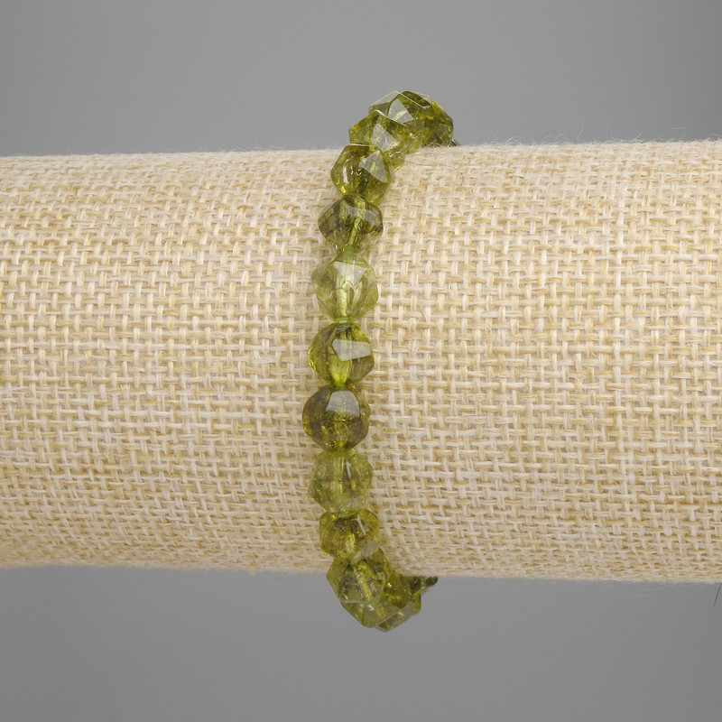 Chrysoprase Bracelet Faceted Beads, diameter 7.5×7.5mm ±, length 18cm ± Stretch