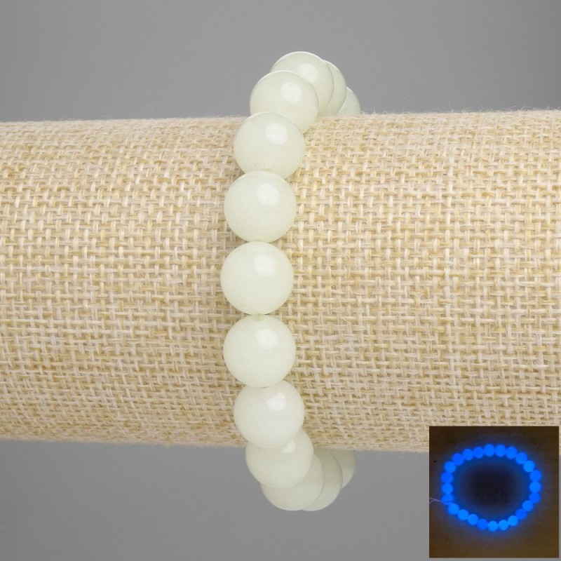 Onyx Bracelet (Blue Glow), Smooth Round Beads, Diameter 10mm+/-, Length 18cm+/- Stretch