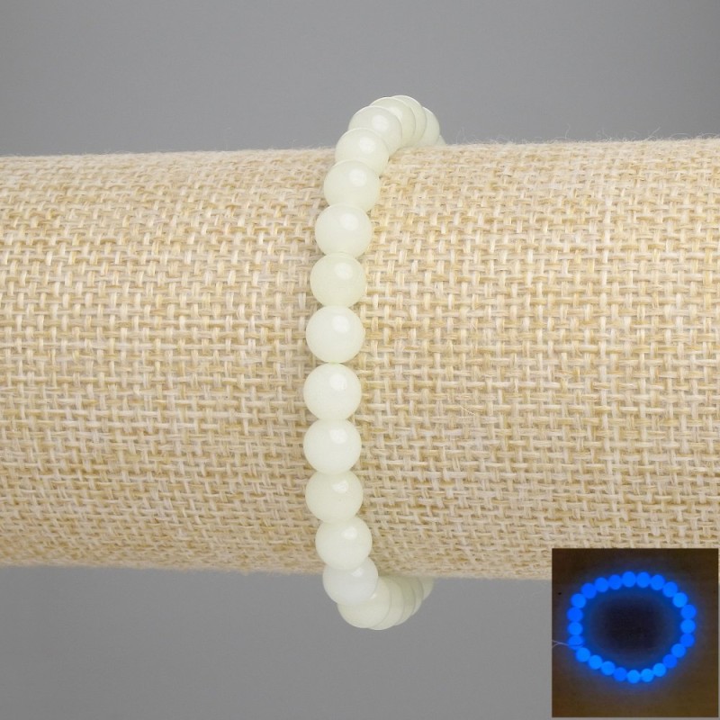 Onyx Bracelet (Blue Glow) Smooth Round Bead, Diameter 6mm+/-, Length 18cm+/- Stretch