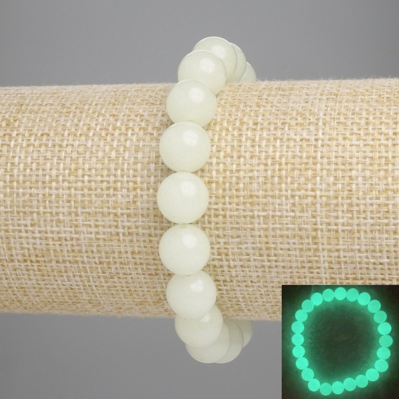 Onyx Bracelet (Green Glow) Smooth Round Bead, Diameter 10mm+/-, Length 18cm+/- Stretch