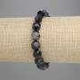 Agate Bracelet Dragon's Veins Multifaceted Beads, 10x9mm, stretchy, 18cm