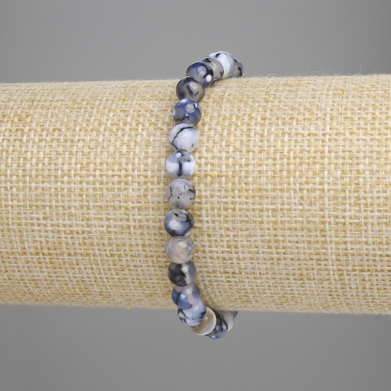 Agate Dragon Veins Bracelet smooth beads, diameter 6mm ±, length 18cm ± stretch