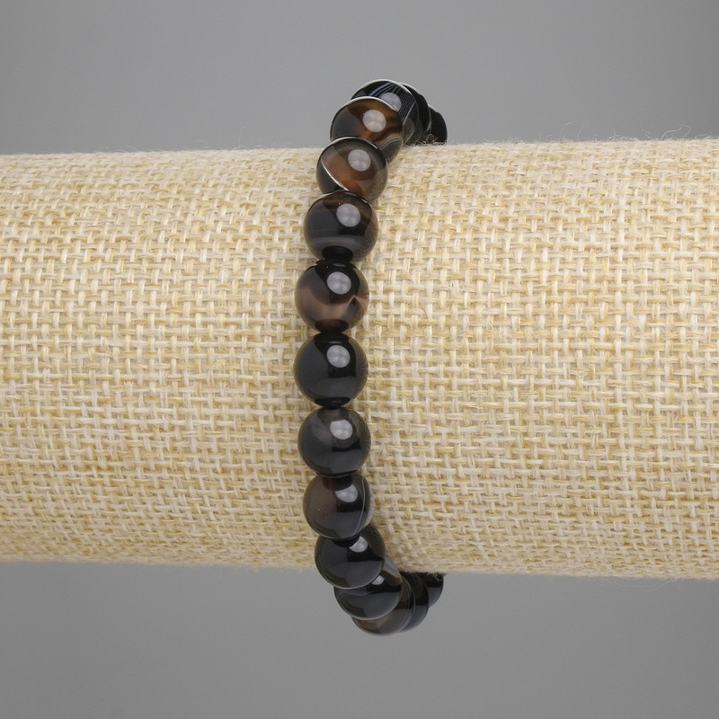 Agate Bead Bracelet smooth balls, 8mm diameter ±, length 18cm ±, stretch