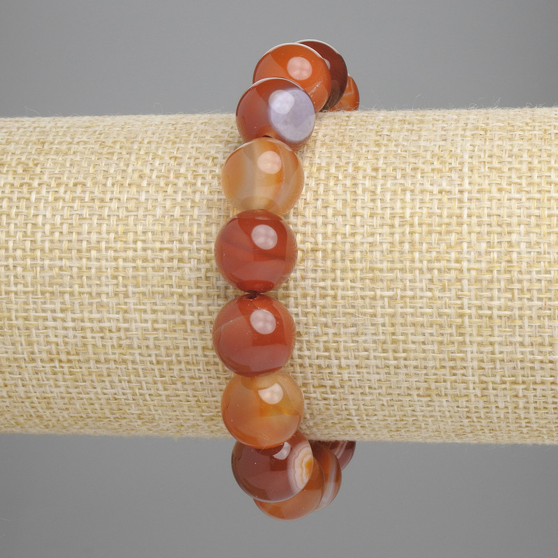 Agate Bracelet Smooth Bead, diameter 12mm, length 18cm, stretch