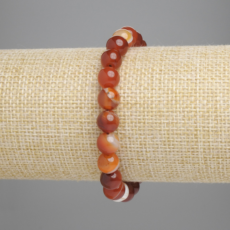 Agate Bead Bracelet, smooth ball, 8mm diameter ±, 18cm length ±, stretch