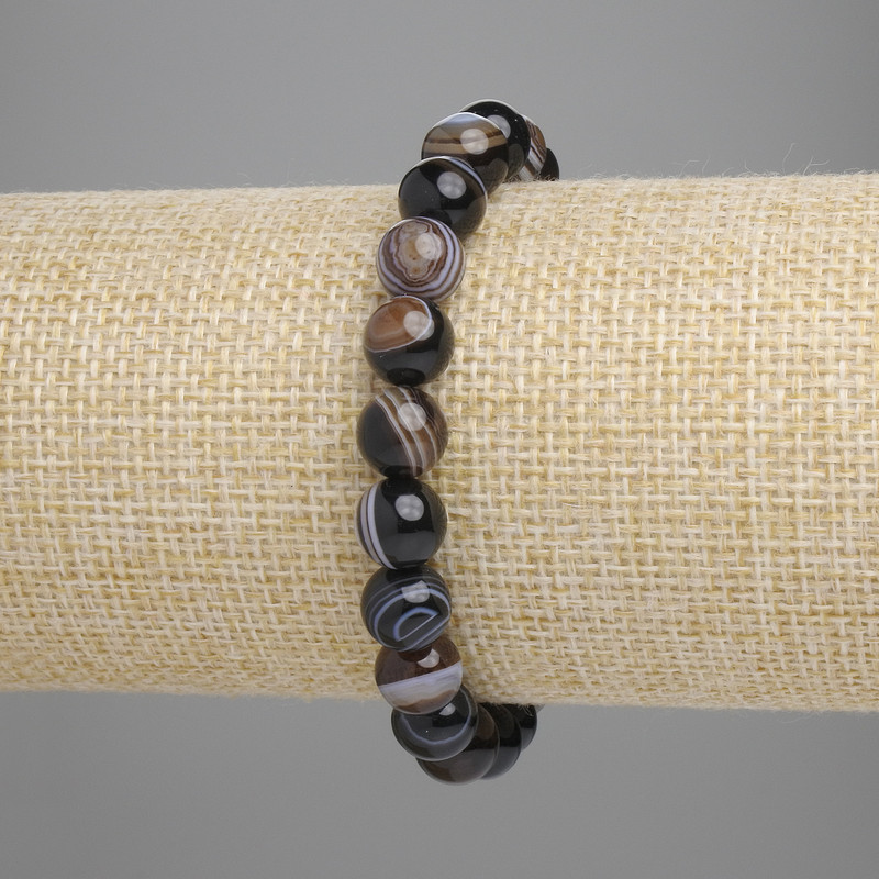 Agate Bead Bracelet smooth ball, diameter 8mm±, length 18cm±, stretch