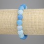 Blue Frosted Agate Smooth Round Bead Bracelet, 10mm diameter, 18cm length, stretch