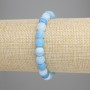 Blue Frost Agate Bracelet smooth bead, 8mm diameter, stretchy 18cm length