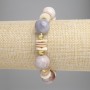 Bracelet of Fossilised Coral Smooth Bead 14mm+- Fossil Rondelle, diameter 10x2mm+ with metal inlays, length 18cm+- stretch