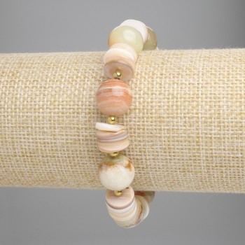 Bracelet Onyx smooth bead 12mm± Scarfer rondelle, diameter 10×2mm± Hematite 3mm±, length 18cm± stretch