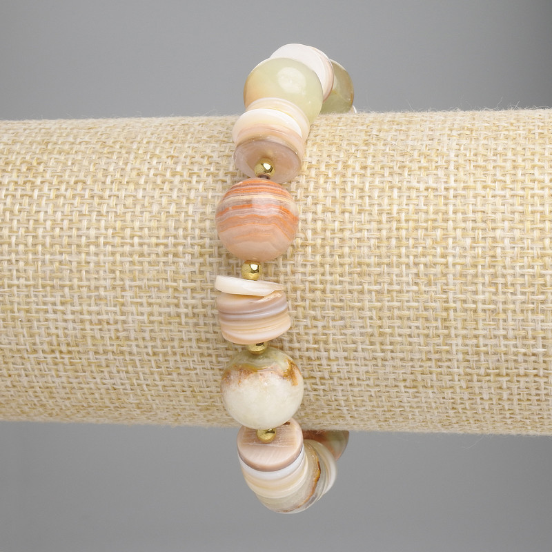 Bracelet Onyx smooth bead 12mm± Scarfer rondelle, diameter 10×2mm± Hematite 3mm±, length 18cm± stretch