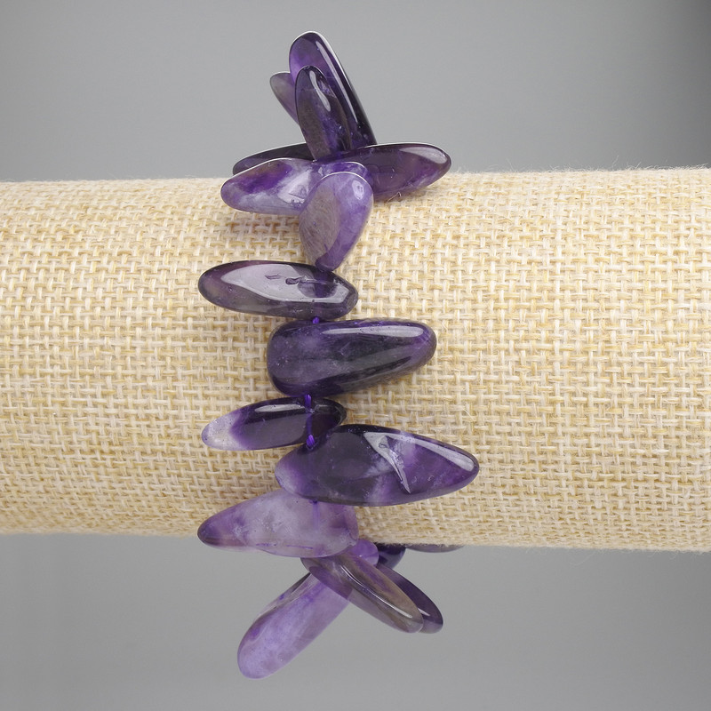 Amethyst faceted bracelet, 15-20×5-10 mm diameter, 18 cm length, stretch</name