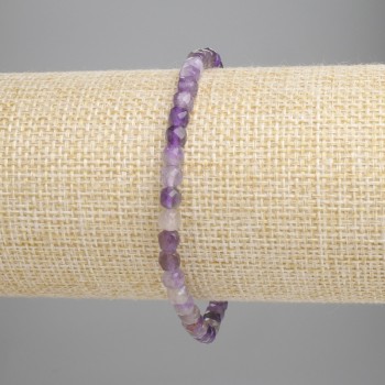 Amethyst Bead Bracelet, faceted cube, diameter 4x4mm ±, length 18cm ±, stretch
