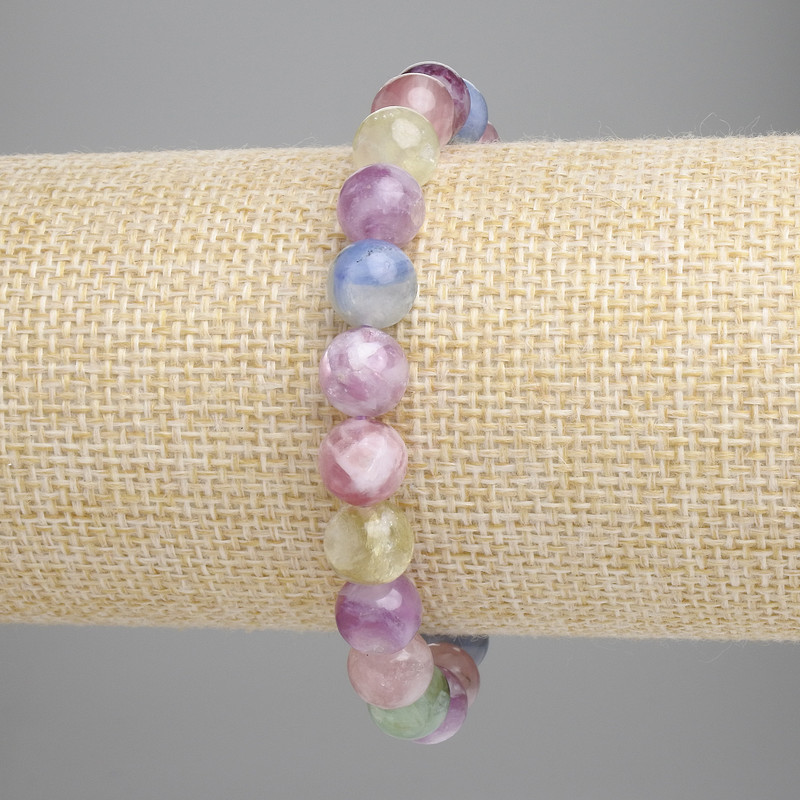 Lepidolite Bracelet, smooth round beads 8mm±, stretch length 18cm+