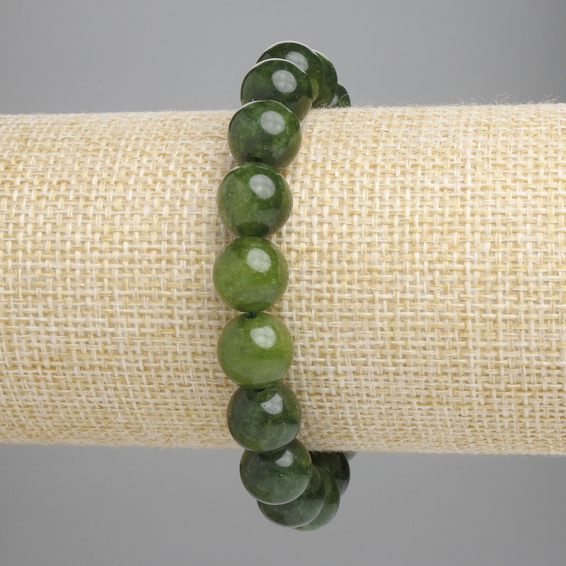 Jadeite Bead Smooth Sphere Bracelet, diameter 10mm± (stretch), length 18cm+