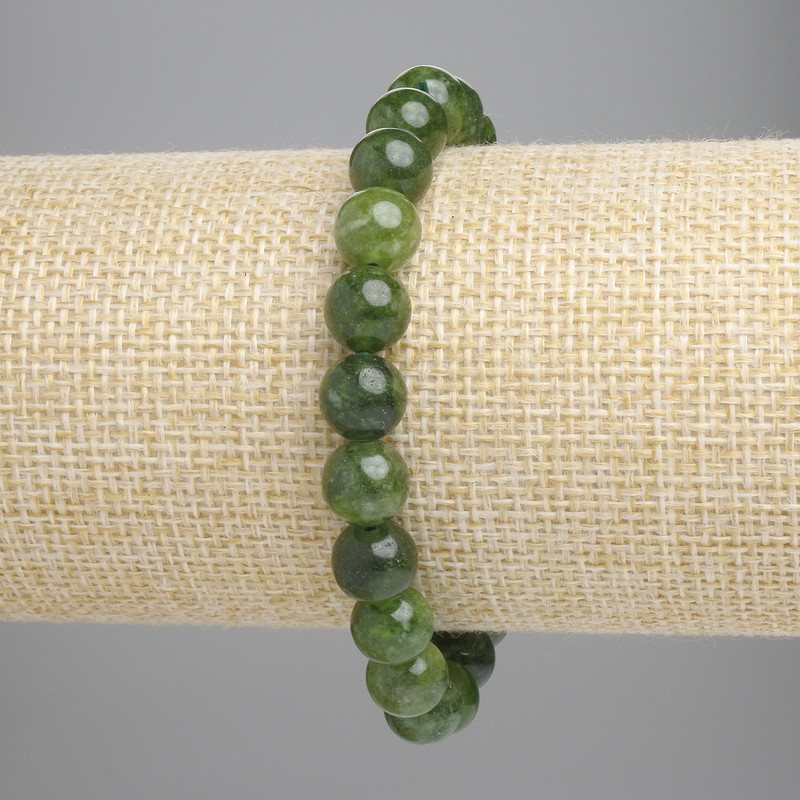Jadeite Bead Bracelet smooth ball, diameter 8mm± (stretch), length 18cm+