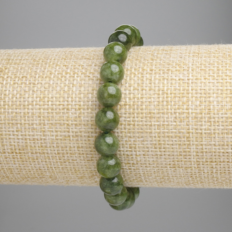Jadeite Bracelet Smooth Bead, Ø8mm±, Stretch Band, 18cm+