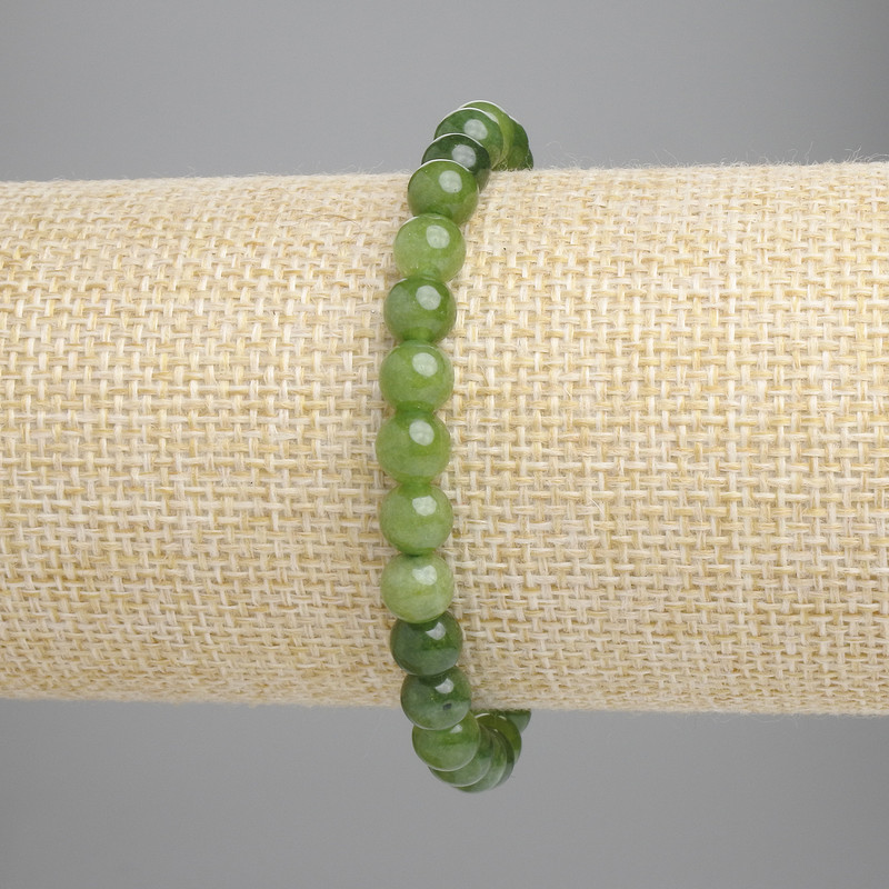 Jadeite Bead Bracelet Smooth Round 6mm±, Stretch, 18cm+