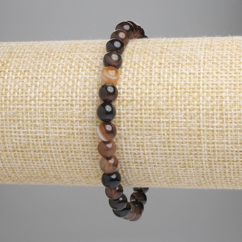 Agate Bracelet Smooth Beads, 6mm± Diameter (stretch), 18cm+ length