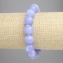 Blue Agate Bracelet with Smooth Round Beads, 12mm± diameter (stretch), length 18cm+