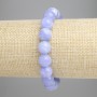 Blue Agate Bead Bracelet, Smooth Round Beads 10mm diameter ± (stretch), 18cm length+