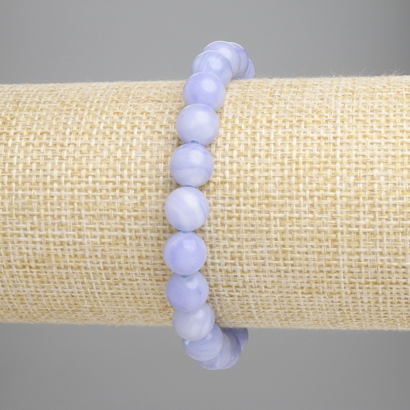 Blue Agate Bracelet round beads 8mm ± (stretch), length 18cm+