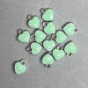 Pendant Heart with salad green enamel Silver-tone metal, diameter 7x8mm± pack of 13