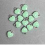 Pendant Heart with salad green enamel Silver-tone metal, diameter 7x8mm± pack of 13