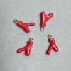 Pendant with red enamel, gold-toned metal, diameter 20×11mm±, hole diameter 2.2mm±, packaging (4 pcs)