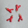 Pendant with red enamel, gold-toned metal, diameter 20×11mm±, hole diameter 2.2mm±, packaging (4 pcs)