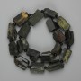 Beads green Tourmaline (Epidote) rubbed, diameter 18-25×10-14mm± Agate bead 4mm±, length 40cm± on a thread