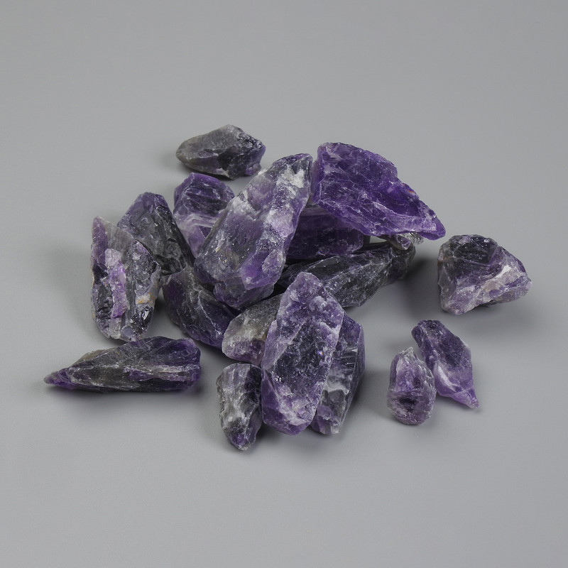 Amethyst natural unprocessed stone, diameter 17-50×8-25×9-20mm+- (assorted sizes) (Price per 100 g)
