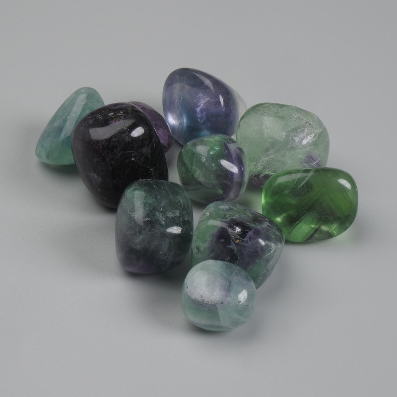 Fluorite natural gemstone faceted bead, diameter 18-25x10-22x8-20mm± (assorted sizes) (Price per 100 g)
