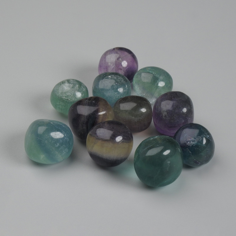 Fluorite natural stone tumbled, diameter 14-20×15-18×15-18mm± (assortment sizes) (Price per 100 g)